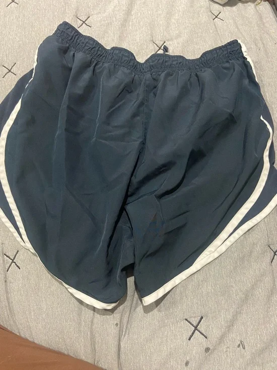 Nike Women's Dark Blue Athletic Shorts with White Trim - Picture 2 of 3